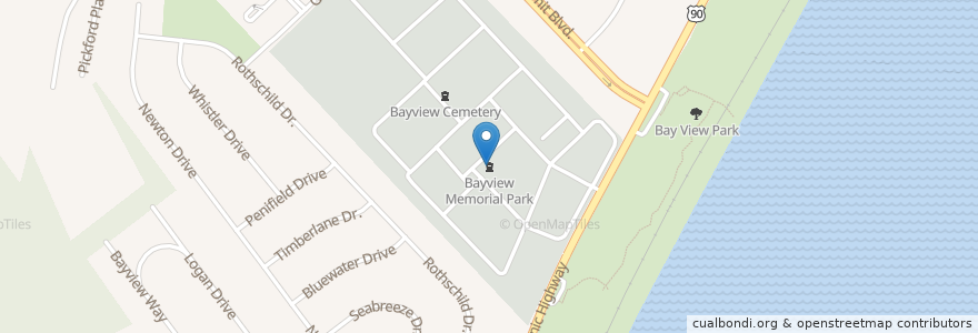 Mapa de ubicacion de Bayview Memorial Park en アメリカ合衆国, フロリダ州, Escambia County, Pensacola.