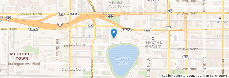 Mapa de ubicacion de Mirror Lake/Tomlinson Adult Education Center en 미국, 플로리다주, Pinellas County, St. Petersburg.