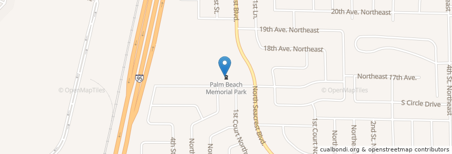 Mapa de ubicacion de Palm Beach Memorial Park en 美利坚合众国/美利堅合眾國, 佛罗里达州/佛羅里達州, Palm Beach County, Boynton Beach.