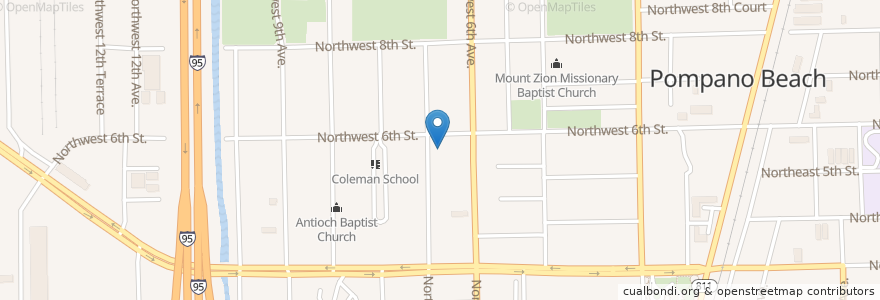 Mapa de ubicacion de New Covenant Missionary Baptist Church en Vereinigte Staaten Von Amerika, Florida, Broward County, Pompano Beach.