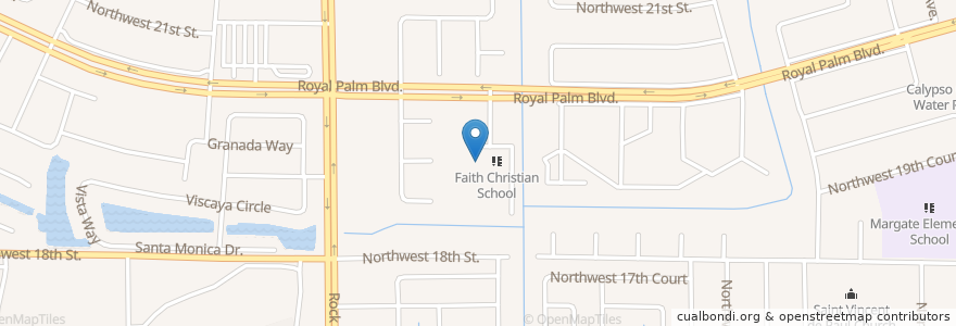 Mapa de ubicacion de Faith Baptist Church of Margate en Соединённые Штаты Америки, Флорида, Broward County, Margate.