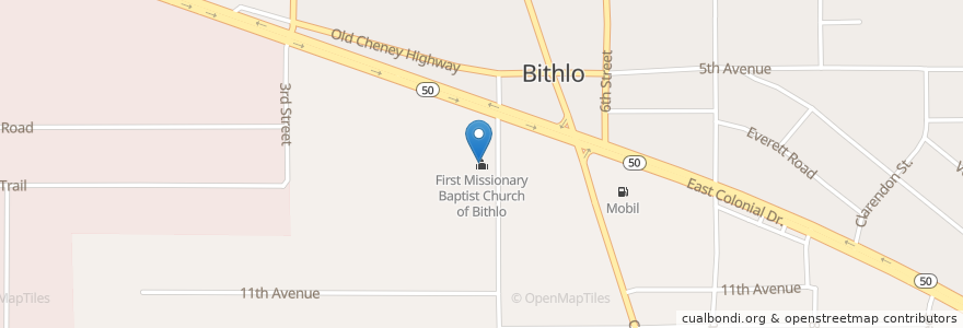 Mapa de ubicacion de First Missionary Baptist Church of Bithlo en Amerika Syarikat, Florida, Orange County.
