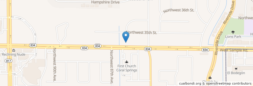 Mapa de ubicacion de Coral Springs Community Church en Amerika Birleşik Devletleri, Florida, Broward County, Coral Springs.