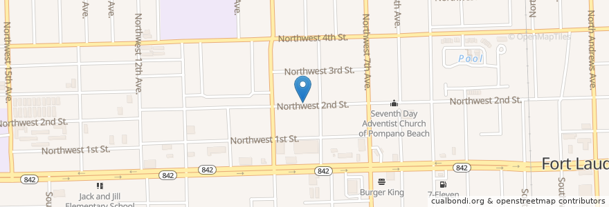 Mapa de ubicacion de Pompano Beach Presbyterian Church en Estados Unidos Da América, Flórida, Broward County, Fort Lauderdale.