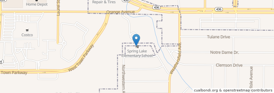 Mapa de ubicacion de Spring Lake Elementary School en États-Unis D'Amérique, Floride, Seminole County.