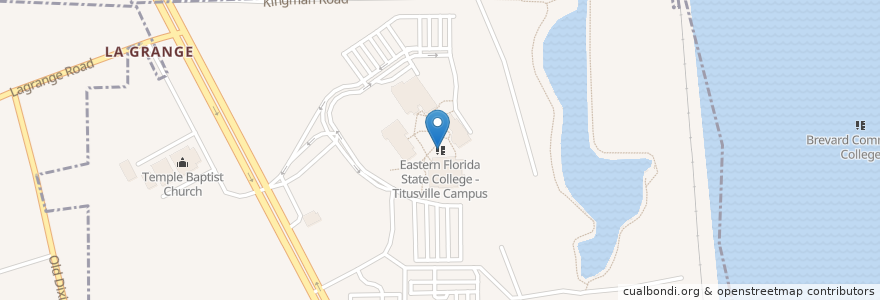 Mapa de ubicacion de Eastern Florida State College - Titusville Campus en Vereinigte Staaten Von Amerika, Florida, Brevard County, Titusville.
