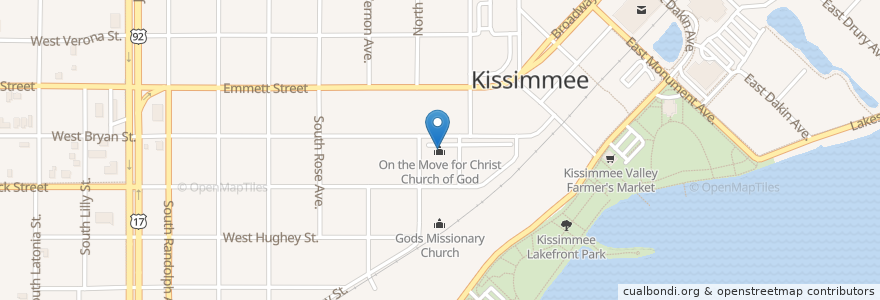 Mapa de ubicacion de On the Move for Christ Church of God en Соединённые Штаты Америки, Флорида, Osceola County, Kissimmee.
