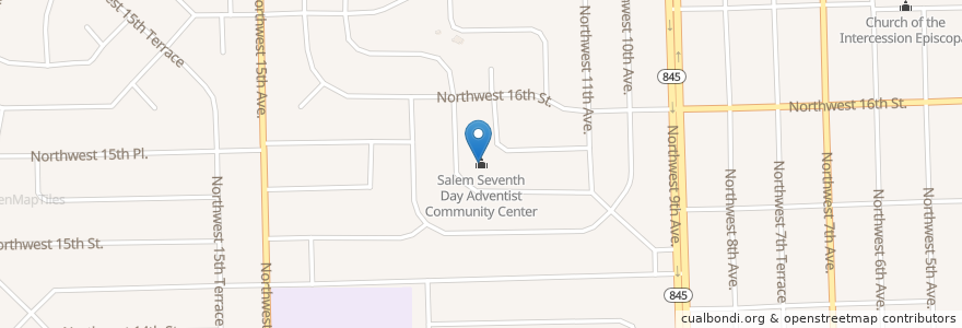 Mapa de ubicacion de Salem Seventh Day Adventist Community Center en Estados Unidos Da América, Flórida, Broward County, Fort Lauderdale.
