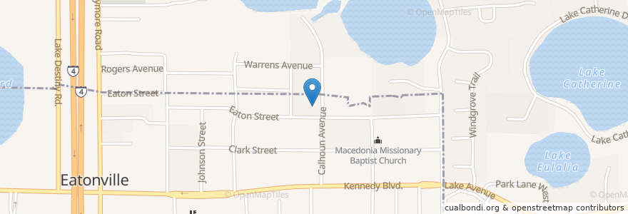 Mapa de ubicacion de Open Door Baptist Church en アメリカ合衆国, フロリダ州, オレンジ郡 (フロリダ州), Maitland, Eatonville.