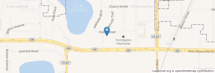 Mapa de ubicacion de First Baptist Church of Sanlando Springs en Estados Unidos Da América, Flórida, Seminole County, Altamonte Springs.