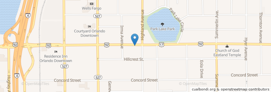 Mapa de ubicacion de Lutheran Church en Vereinigte Staaten Von Amerika, Florida, Orange County, Orlando.