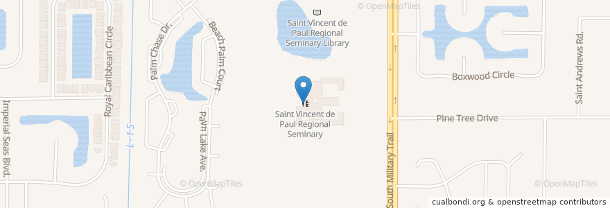 Mapa de ubicacion de Saint Vincent de Paul Regional Seminary en États-Unis D'Amérique, Floride, Palm Beach County.
