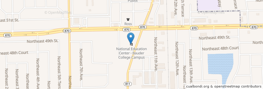 Mapa de ubicacion de National Education Center - Bauder College Campus en アメリカ合衆国, フロリダ州, Broward County, Oakland Park.