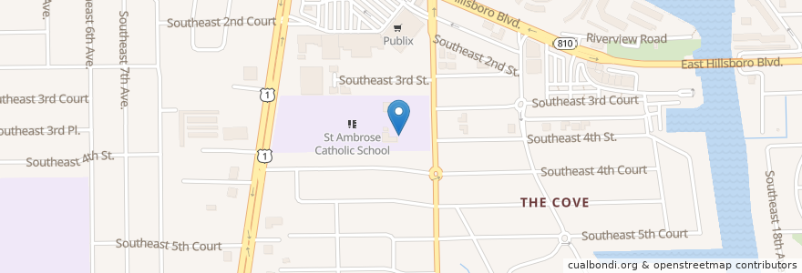 Mapa de ubicacion de Saint Ambrose School en Amerika Syarikat, Florida, Broward County, Deerfield Beach.