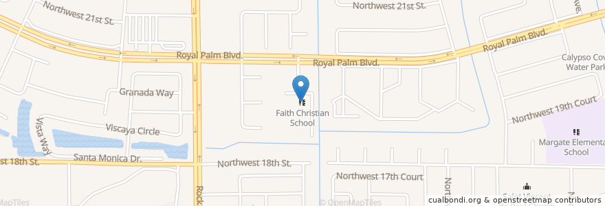 Mapa de ubicacion de Faith Christian School en Amerika Birleşik Devletleri, Florida, Broward County, Margate.