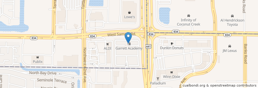 Mapa de ubicacion de Garrett Academy en 미국, 플로리다주, Broward County, Margate, Coral Springs.