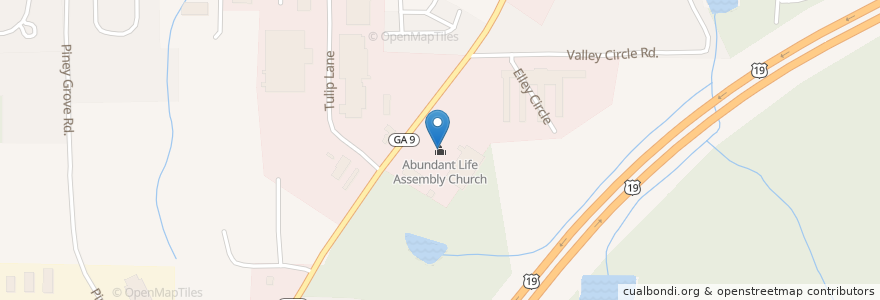 Mapa de ubicacion de Abundant Life Assembly Church en 美利坚合众国/美利堅合眾國, 喬治亞州, Forsyth County.