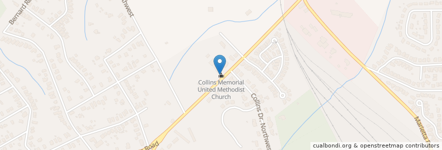 Mapa de ubicacion de Collins Memorial United Methodist Church en Amerika Birleşik Devletleri, Georgia, Fulton County, Atlanta.