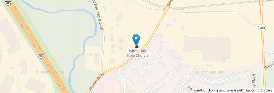 Mapa de ubicacion de Bolton Hills Bible Church en États-Unis D'Amérique, Géorgie, Fulton County, Atlanta.
