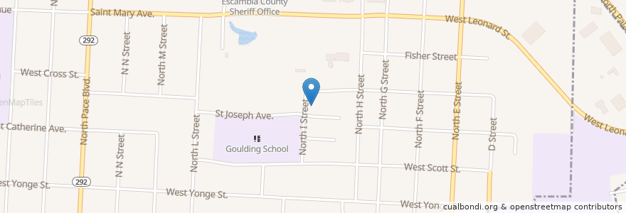 Mapa de ubicacion de Saint Peters Baptist Church en Vereinigte Staaten Von Amerika, Florida, Escambia County.