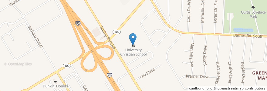 Mapa de ubicacion de University Christian School en 美利坚合众国/美利堅合眾國, 佛罗里达州/佛羅里達州, 杜瓦尔县/杜瓦爾縣/杜瓦爾郡, 杰克逊维尔/傑克遜維爾.