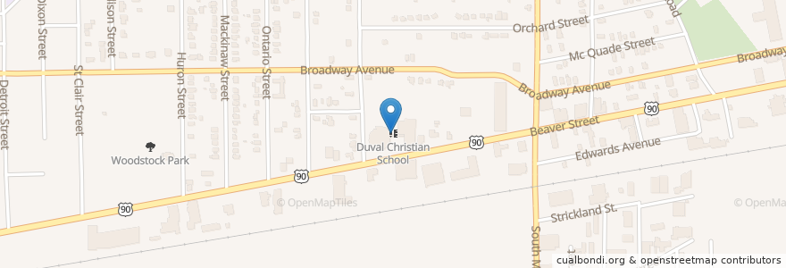 Mapa de ubicacion de Duval Christian School en Estados Unidos De América, Florida, Condado De Duval, Jacksonville.