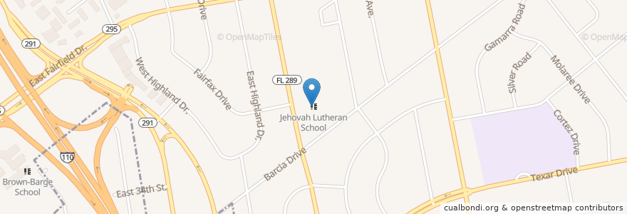 Mapa de ubicacion de Jehovah Lutheran School en Vereinigte Staaten Von Amerika, Florida, Escambia County, Pensacola.