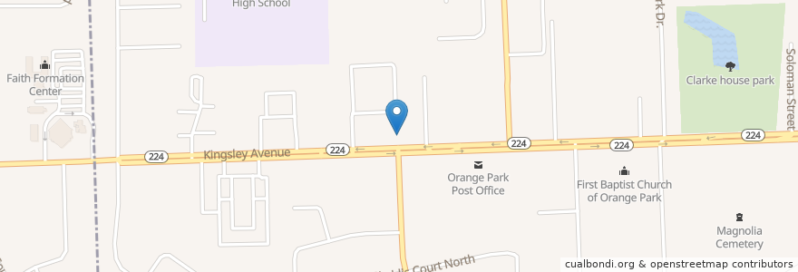 Mapa de ubicacion de Little Lamb Christian School en 美利坚合众国/美利堅合眾國, 佛罗里达州/佛羅里達州, Clay County, Orange Park.