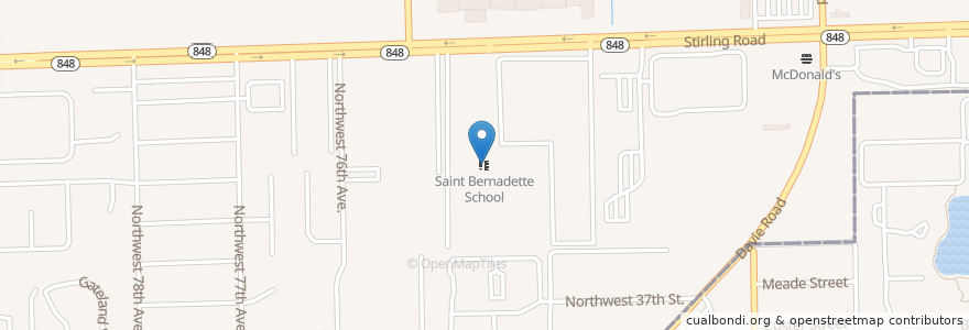 Mapa de ubicacion de Saint Bernadette School en États-Unis D'Amérique, Floride, Broward County, Davie.
