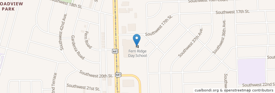 Mapa de ubicacion de Fern Ridge Day School en Estados Unidos Da América, Flórida, Broward County, Fort Lauderdale.