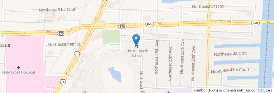 Mapa de ubicacion de Christ Church School en États-Unis D'Amérique, Floride, Broward County, Fort Lauderdale.
