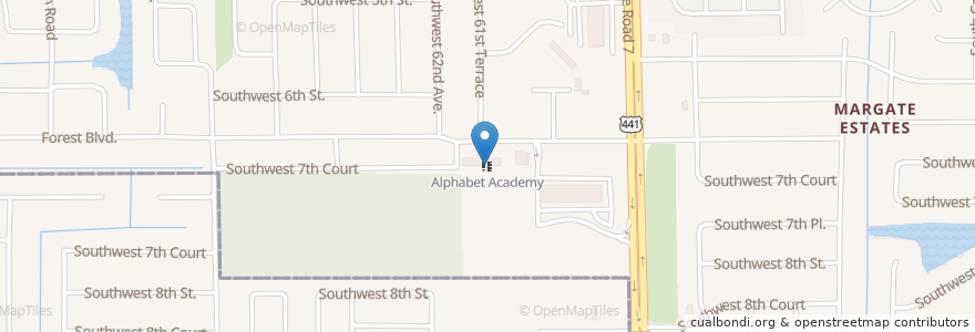 Mapa de ubicacion de Alphabet Academy en アメリカ合衆国, フロリダ州, Broward County, Margate.