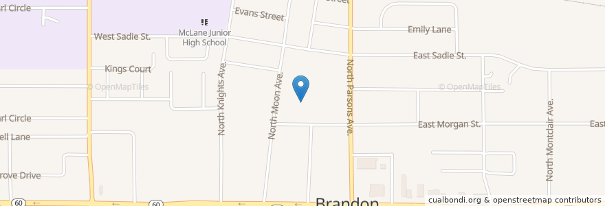 Mapa de ubicacion de First Baptist Brandon en Amerika Syarikat, Florida, Hillsborough County.