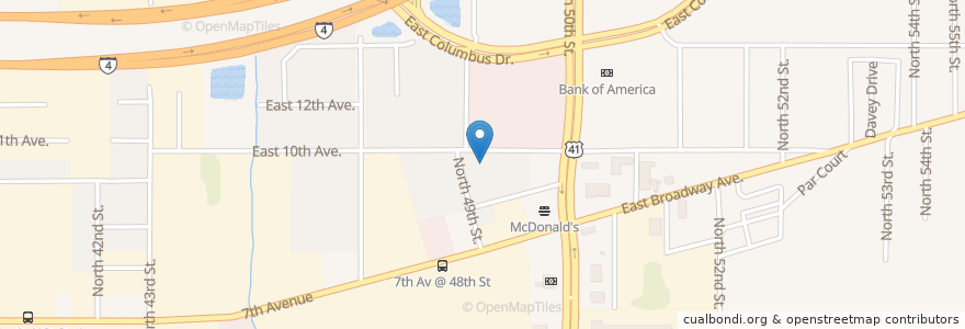 Mapa de ubicacion de Oak Park Baptist Church en Соединённые Штаты Америки, Флорида, Hillsborough County, Tampa.