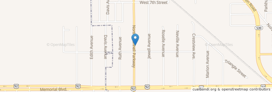 Mapa de ubicacion de Crestview Baptist Church en الولايات المتّحدة الأمريكيّة, فلوريدا, Polk County, Lakeland.