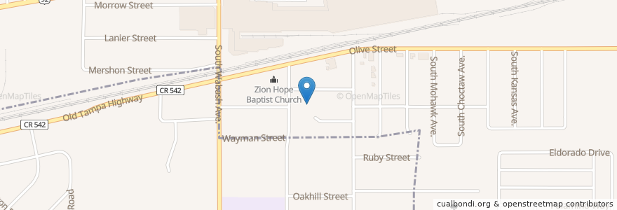 Mapa de ubicacion de Westside Baptist Church en Estados Unidos Da América, Flórida, Polk County, Lakeland.