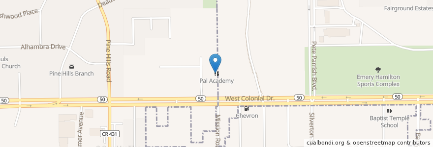 Mapa de ubicacion de Pal Academy en Amerika Birleşik Devletleri, Florida, Orange County, Orlando.