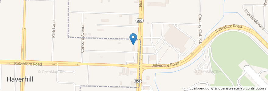Mapa de ubicacion de Church of Christ en Amerika Birleşik Devletleri, Florida, Palm Beach County, Haverhill.