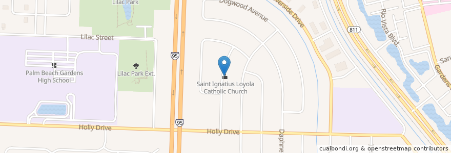 Mapa de ubicacion de Saint Ignatius Loyola Catholic Church en Estados Unidos Da América, Flórida, Palm Beach County, Palm Beach Gardens.