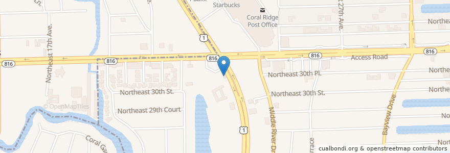 Mapa de ubicacion de Coral Ridge Presbyterian Church en الولايات المتّحدة الأمريكيّة, فلوريدا, Broward County, Fort Lauderdale.