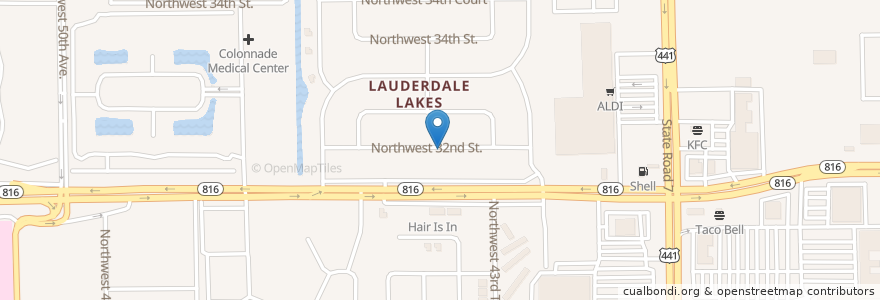 Mapa de ubicacion de Temple Aron Kodesh en Stati Uniti D'America, Florida, Broward County.