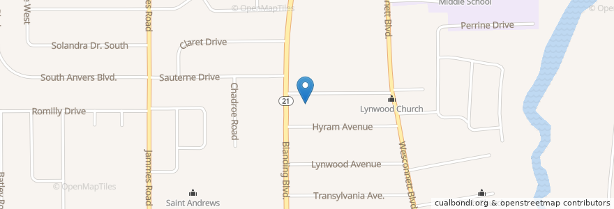 Mapa de ubicacion de Blanding Boulevard Baptist Church en Verenigde Staten, Florida, Duval County, Jacksonville.