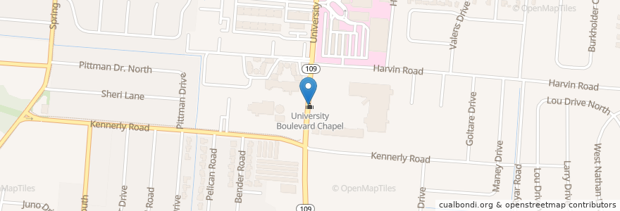 Mapa de ubicacion de University Boulevard Chapel en ایالات متحده آمریکا, فلوریدا, شهرستان دووال، فلوریدا, جکسون‌ویل.