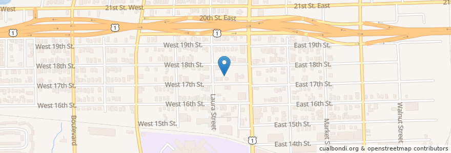Mapa de ubicacion de All Souls Episcopal Church en 미국, 플로리다주, Duval County, 잭슨빌.