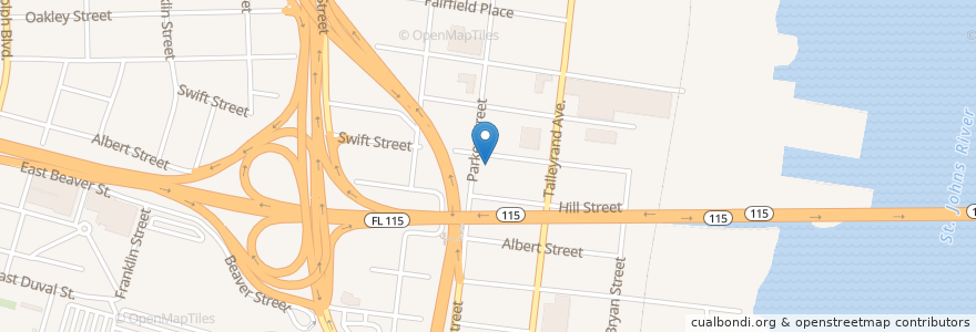 Mapa de ubicacion de Emmanuel Christian Fellowship en 미국, 플로리다주, Duval County, 잭슨빌.