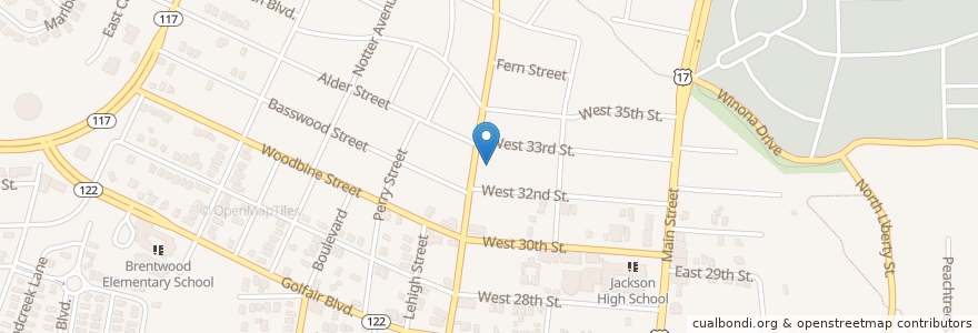 Mapa de ubicacion de Thankful Missionary Baptist Church en 미국, 플로리다주, Duval County, 잭슨빌.