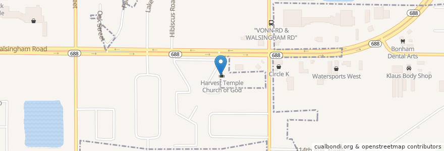 Mapa de ubicacion de Harvest Temple Church of God en الولايات المتّحدة الأمريكيّة, فلوريدا, Pinellas County, Largo.
