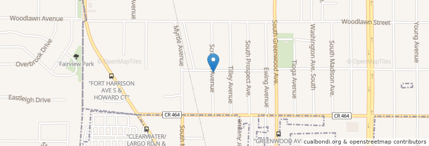Mapa de ubicacion de Woodlawn Church of God en アメリカ合衆国, フロリダ州, Pinellas County, Clearwater.