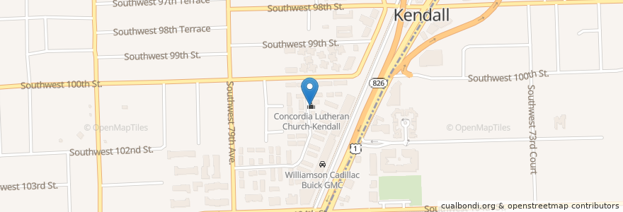 Mapa de ubicacion de Concordia Lutheran Church-Kendall en Соединённые Штаты Америки, Флорида, Майами-Дейд.