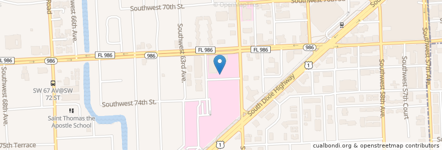 Mapa de ubicacion de Cathedral del Pueblo en 美利坚合众国/美利堅合眾國, 佛罗里达州/佛羅里達州, 迈阿密-戴德县/邁亞美戴德縣/邁阿密-戴德郡, South Miami.